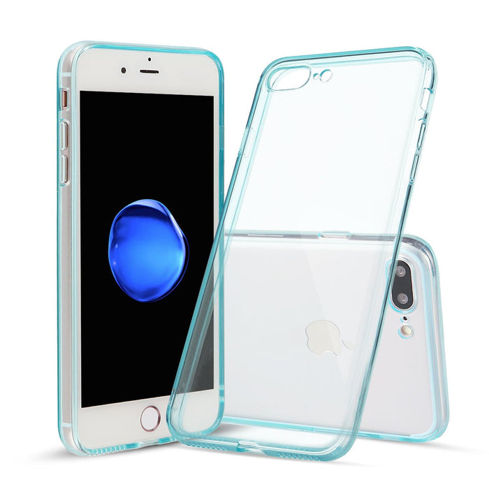 iPhone 7 Plus and iPhone 8 Plus Case Thin Rubber Transparent Soft Silicone Shockproof Blue 