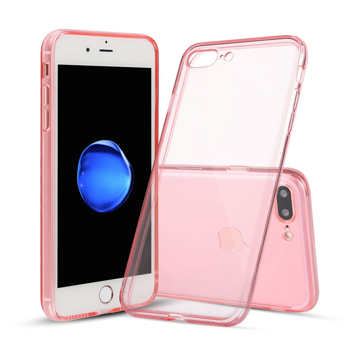 iPhone 7 Plus and iPhone 8 Plus Case Thin Rubber Transparent Soft Silicone Shockproof Pink 