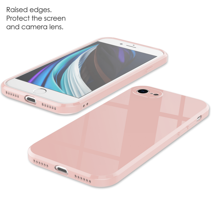 Funda rosa para iPhone SE 2022 (3.ª generación), iPhone SE (2.ª generación), iPhone 8 y iPhone 7 TPU transparente Absorción de impactos 