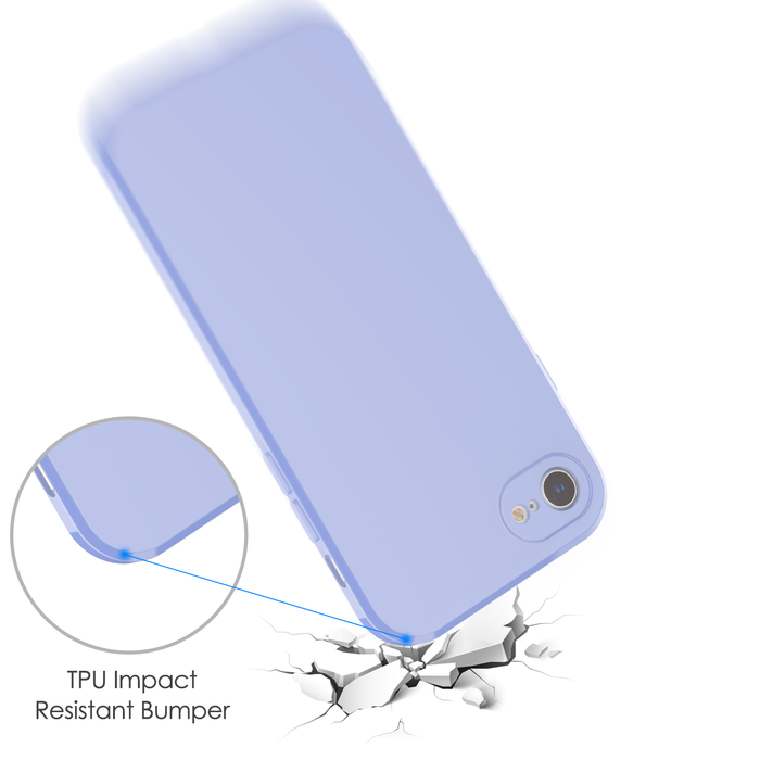 Estuche lavanda para iPhone SE 2022 (3ra generación), iPhone SE (2da generación), iPhone 7 y iPhone 8 Estuche de goma delgada TPU Transparente Silicona suave a prueba de golpes