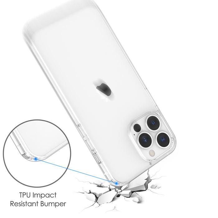 Estuche transparente híbrido para iPhone 13 Pro con parachoques de TPU suave