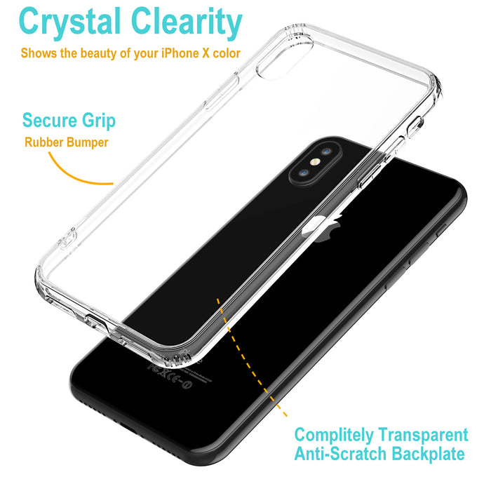 For iPhone XS and X Clear Case TPU Rubber Silicone Transparent Shock-Proof