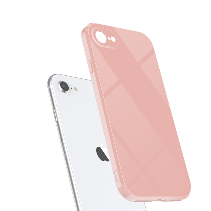 Funda rosa para iPhone SE 2022 (3.ª generación), iPhone SE (2.ª generación), iPhone 8 y iPhone 7 TPU transparente Absorción de impactos 