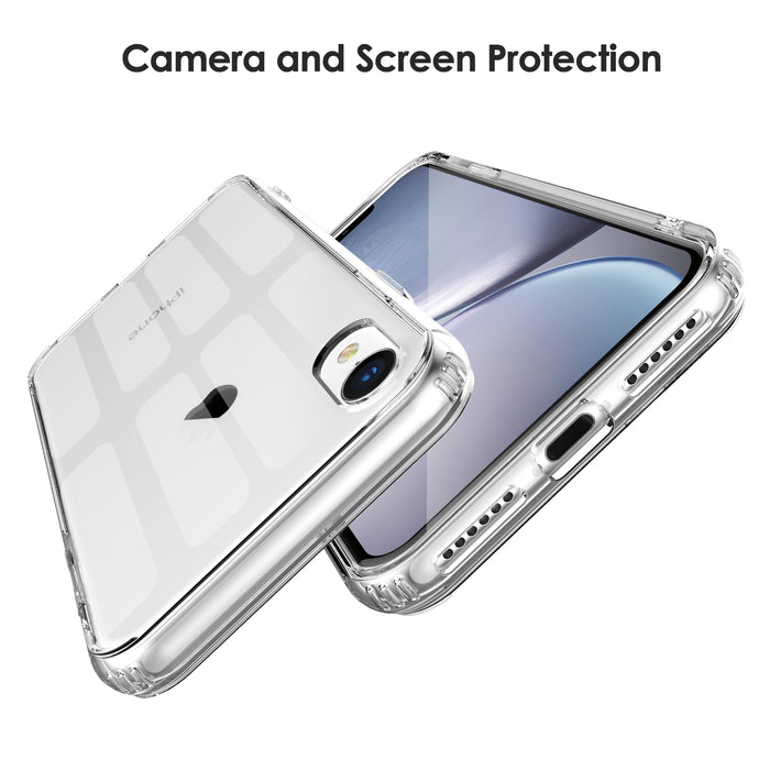 Para iPhone XR Estuche transparente transparente Absorción de golpes Parachoques de TPU y respaldo rígido (Transparente) (Modelo 2018)