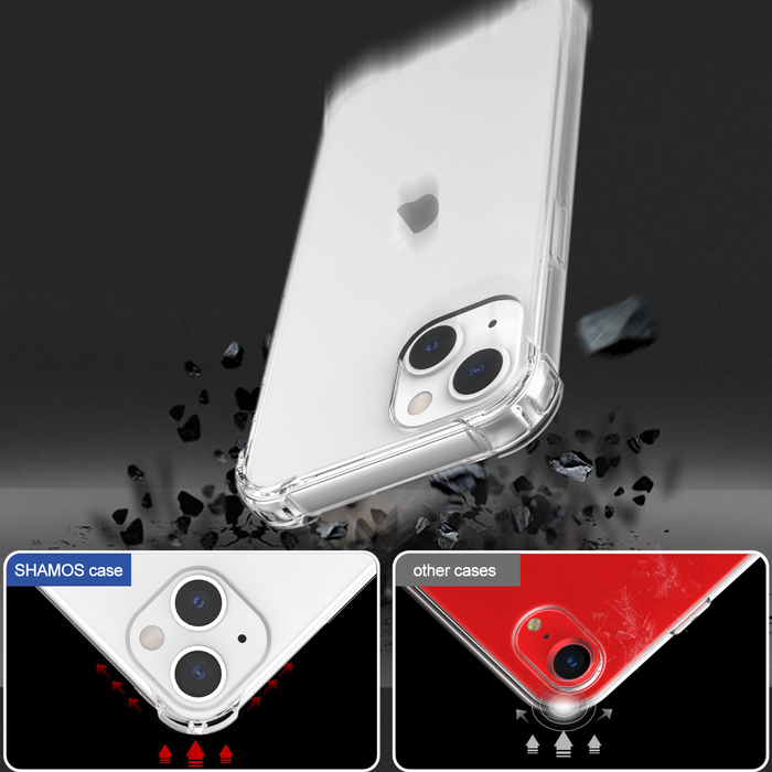 Hybrid Shockproof Clear Case for iPhone 13 with extra Corner Cushion