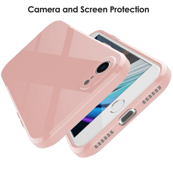 Pink Case for iPhone SE 2022 (3rd generation), iPhone SE (2nd Generation), iPhone 8 and iPhone 7 Transparent TPU Shock Absorption