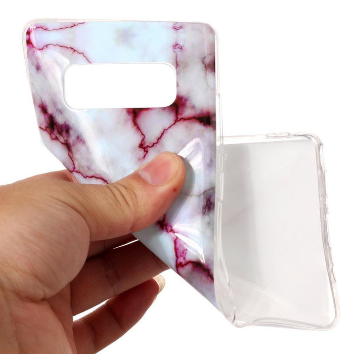 Galaxy Note 8 Case White Marble Design Clear Bumper Glossy TPU Soft Rubber Silicone Cover 