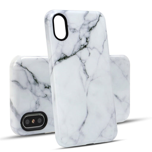 For iPhone XS and iPhone X White Marble Case Shockproof TPU Material 