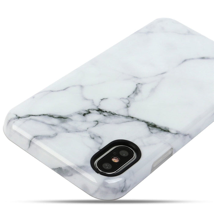 For iPhone XS and iPhone X White Marble Case Shockproof TPU Material 