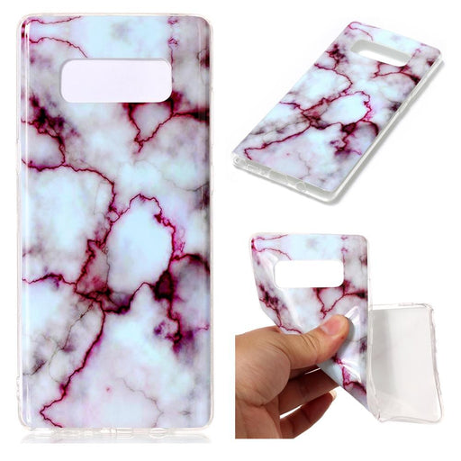 Galaxy Note 8 Case White Marble Design Clear Bumper Glossy TPU Soft Rubber Silicone Cover 