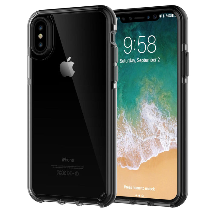 For iPhone XS and X Clear Case with Black Sides Design TPU Bumper Shockproof 