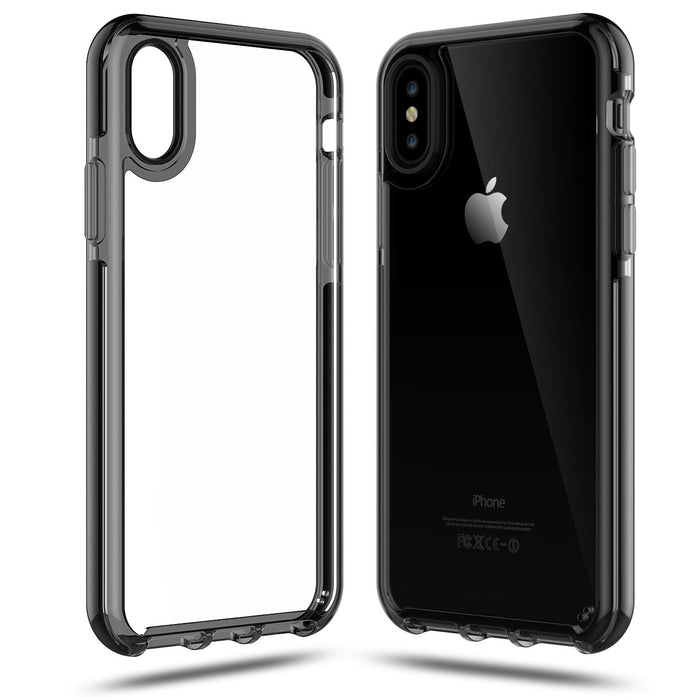 For iPhone XS and X Clear Case with Black Sides Design TPU Bumper Shockproof 