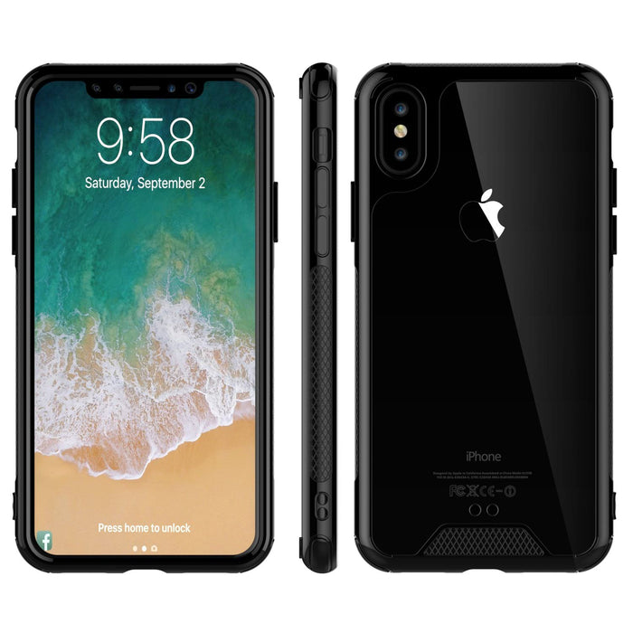 For iPhone XS and iPhone X Clear Case TPU Transparent Shockproof Black 
